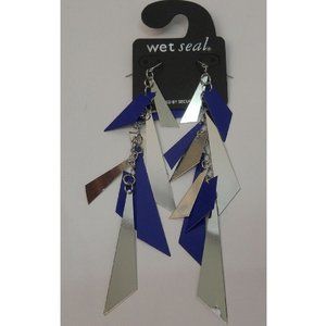 WET SEAL Blue Metal Pieces Earrings Drop Dangle Hook Fasteners